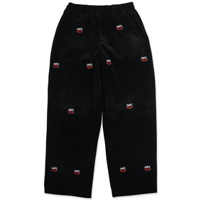 BLACK COURDUROY MINI EMBROIDERED SEX LOGO STRAIGHT FIT