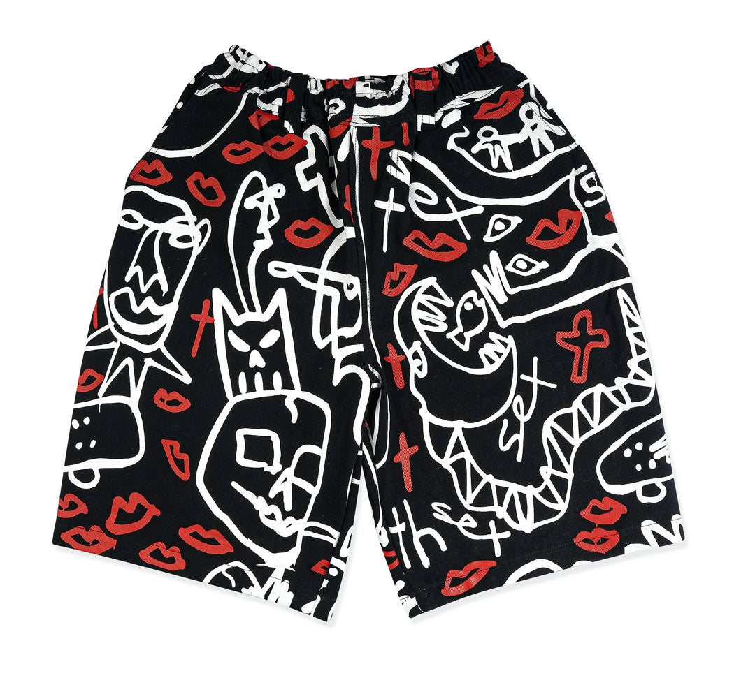 LUIGIS SHORTS BLACK DENIM BAGGY FIT