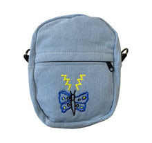 Load image into Gallery viewer, LIL DEVIL BLUE DENIM SLING BAG
