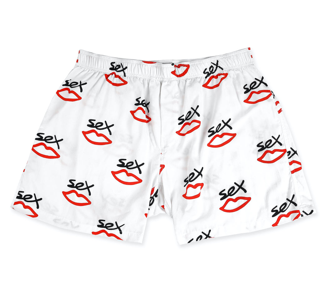 SEX AOP WHITE BOXER SHORTS