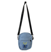 Load image into Gallery viewer, LIL DEVIL BLUE DENIM SLING BAG
