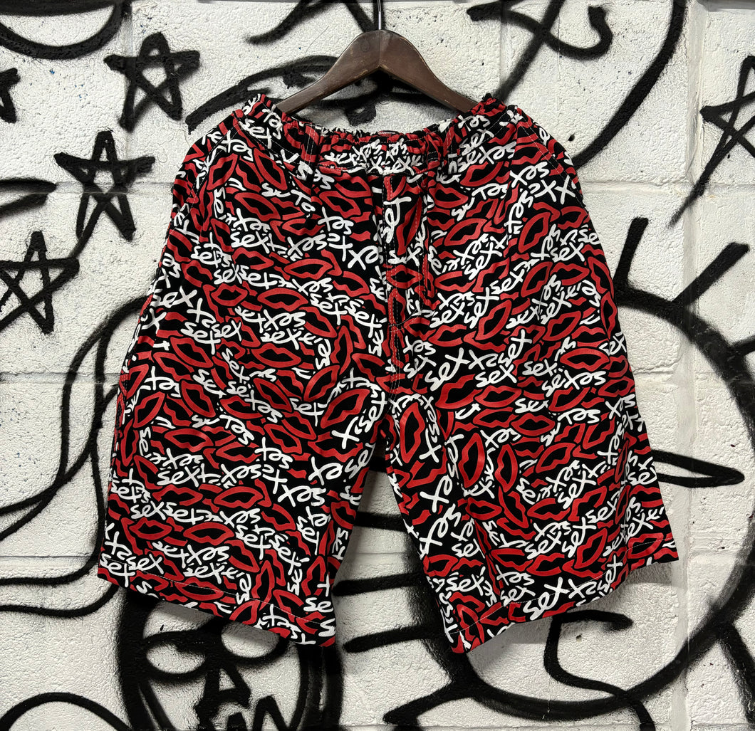 SEX CAMO SHORTS BLACK DENIM BAGGY FIT