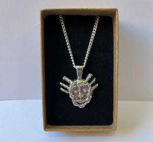 STERLING SILVER FACE PENDANT (with or without chain)