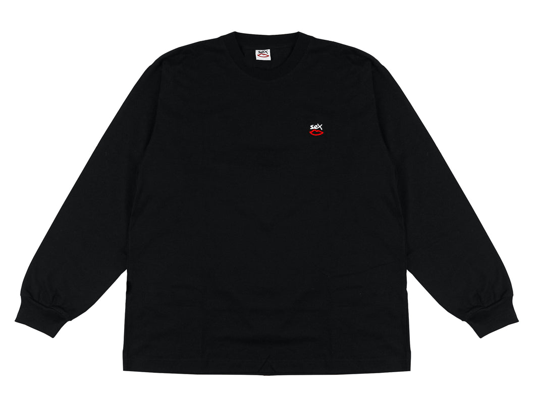 MINI EMBROIDERED LOGO LS TEE BLACK