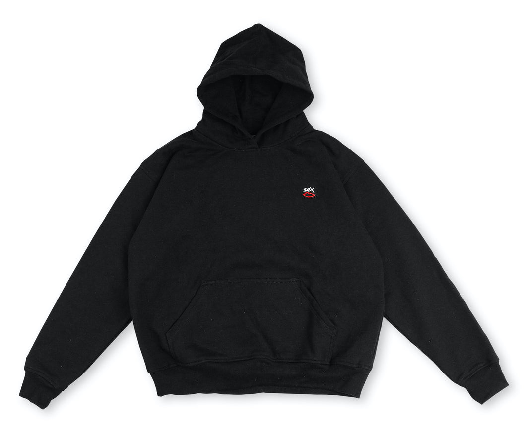 SEX MINI LOGO EMBROIDERD HOODIE BLACK