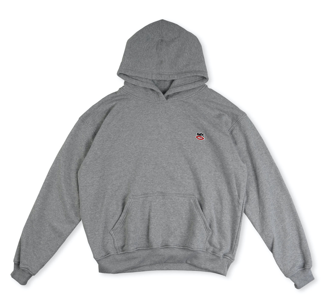 SEX MINI LOGO EMBROIDERD HOODIE GREY
