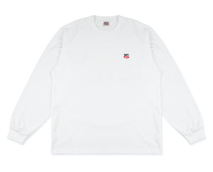 MINI EMBROIDERED LOGO LS TEE WHITE
