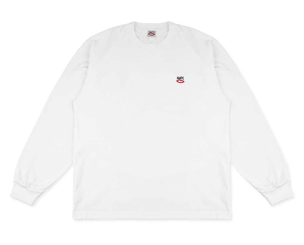 MINI EMBROIDERED LOGO LS TEE WHITE